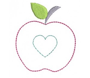 Stickdatei - Apfel Doodle Herz